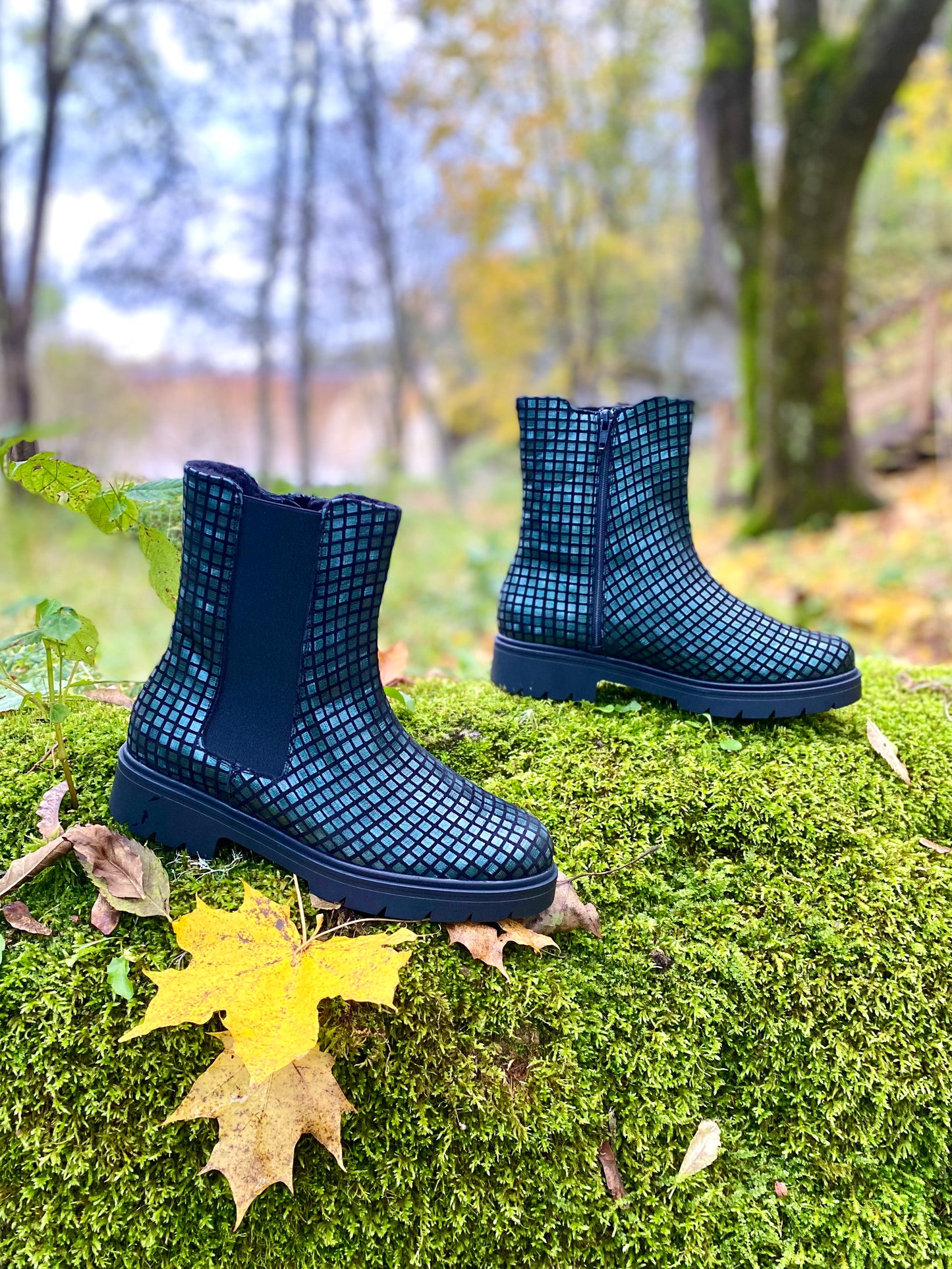 Pine Squares Ankle Boots